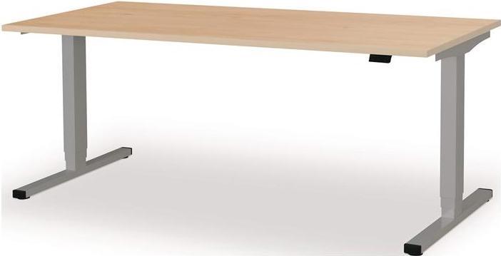 Mauser Steh-/Sitzarbeitsplatz levero H650-1250xB1800xT800mm weißes Aluminium, RAL 9006/Ahorn (1800 x 800 x 650 mm)