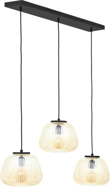 Actual product image Brilliant Kaizen pendant light 3-light amber-black matt (E27)