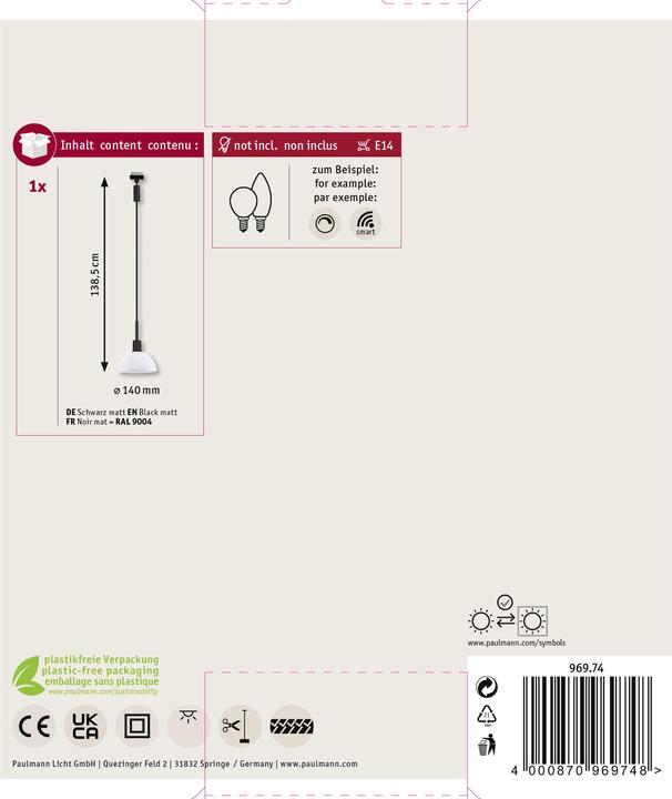 Actual product image Paulmann URail Pendant Sarrasani (E14)