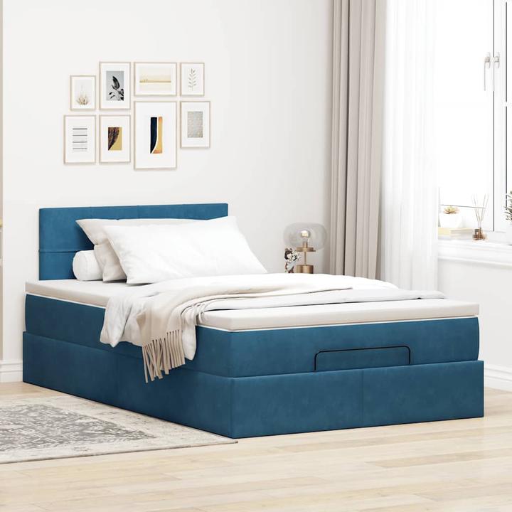 Image du produit VidaXL Lit ottoman avec matelas bleu foncé 120x200 cm velours (120 x 200 cm)