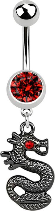 Immagine prodotto Star Piercing Banana d'argento con ciondolo drago nero rosso (Acciaio chirurgico 316L, senza ottone)