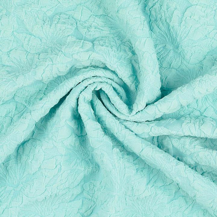 Stoffrestposten Jacquard Jersey - Large Flowers Mint - Minimum quantity: 1 metre