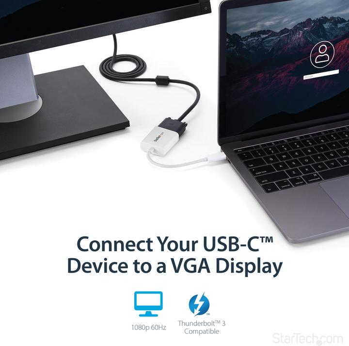 Produktbild StarTech USB-C To VGA Adapter - White (VGA, 1750 cm)