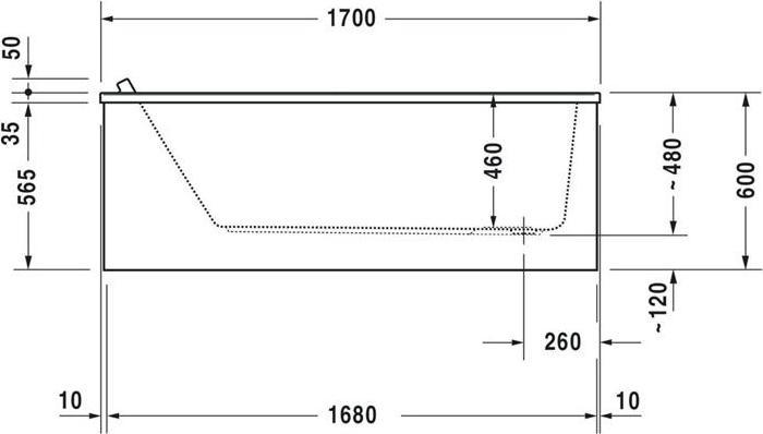 Actual product image Duravit Rectangular whirlpool tub STARCK 221 l 1700x900mm we 1 RS Combi-System P (221 l, 170 cm, 90 cm)