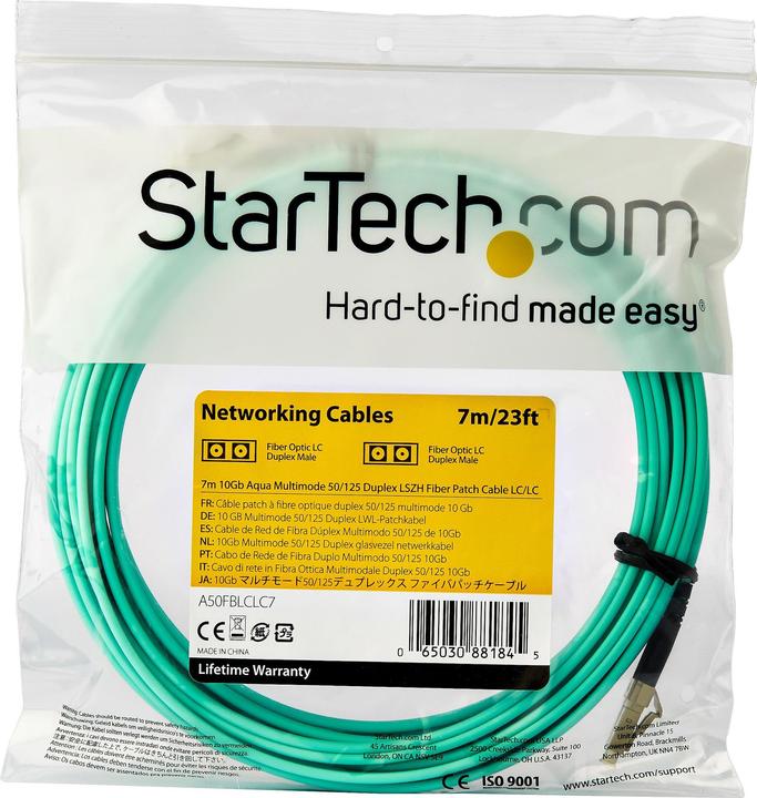 Actual product image StarTech .com 7m OM3 LC to LC Multimode Duplex Fiber Optic Patch Cable (CAT7, 7 m)