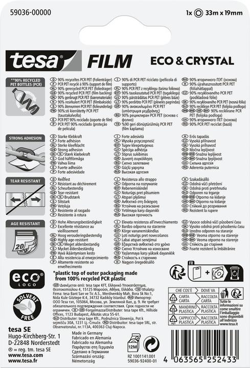 Immagine prodotto tesa Ruban adhésif Film eco & crystal ecoLogo (19 mm)