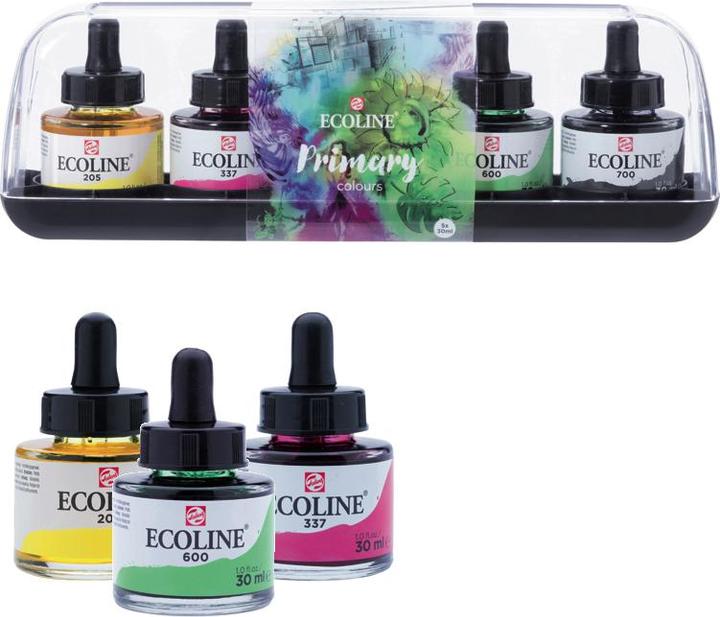 Produktbild Talens Ecoline Set (Magenta, Black, Sky Blue, Zitronengelb, Green, 150 ml)