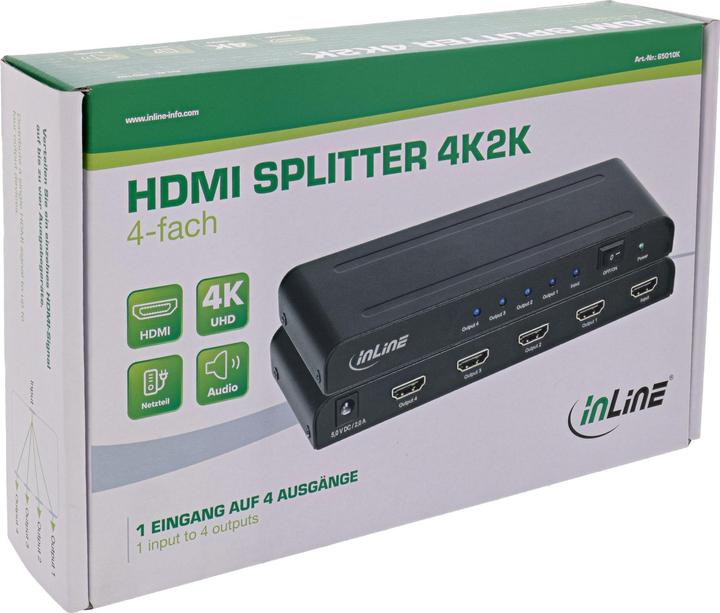 Actual product image InLine HDMI splitter/distributor, 4-way, 4K2K@60Hz compatible