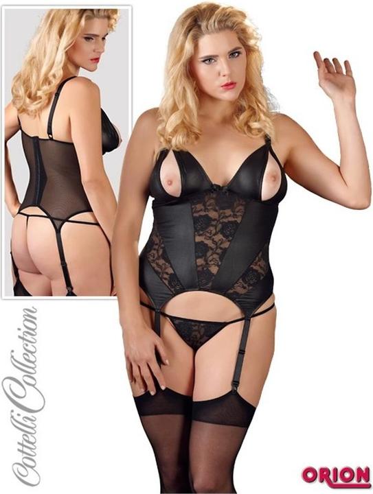 Productafbeelding Cottelli Collection Jarretel chemise met open cups (XL)