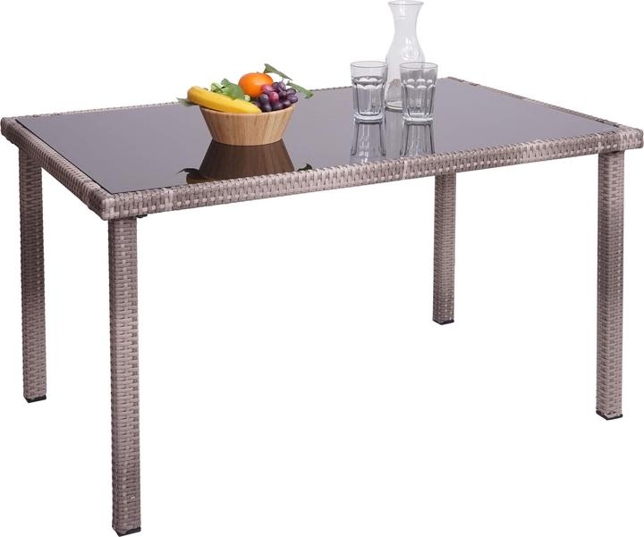 Actual product image Swisshandel24 Poly Rattan Table, Garden Table Balcony Table, 120x75cm - Grey (120 cm)