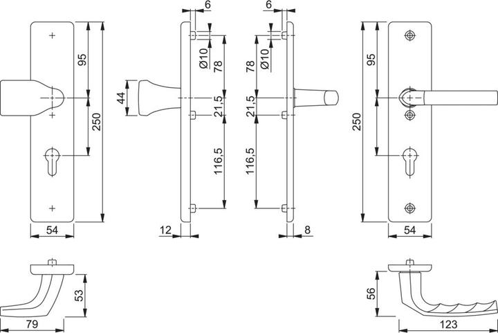 Actual product image Hoppe Protection set Birmingham 78G/2221A/2440/1117 Aluminium F2 92 mm 67-72 mm (Door handle)