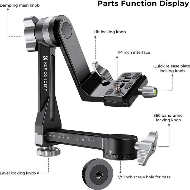 Produktbild K&F Concept Heavy Duty Gimbalkopf #KF-31.052 (Neuheit) (Panoramakopf)