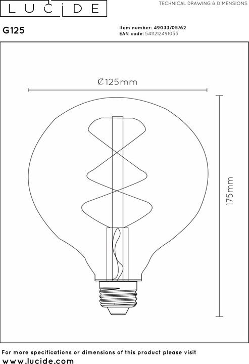 Produktbild Lucide Amber (E27, 5 W, 380 lm, 1 x, G)