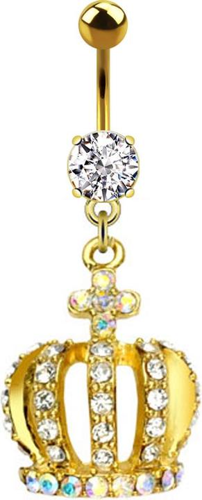 Produktbild Star Piercing Banane vergoldet mit Anhänger Krone (Chirurgenstahl 316L, ohne Messing)