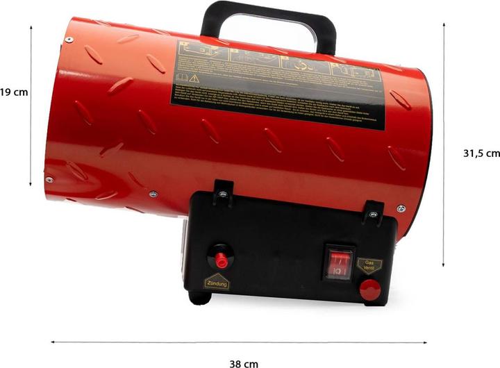 Produktbild Grafner 10kW Gasheizgebläse Gasheizer für Gasflasche Gasdruckregler Bauheizer 700mbar Gasheizgerät (15000 W)
