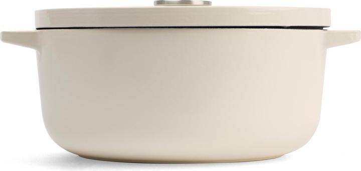 Productafbeelding KitchenAid braadpan 26cm - gemailleerd gietijzer - amandel wit - rond (26 cm, Braadpan + kasserol, Gietijzer)