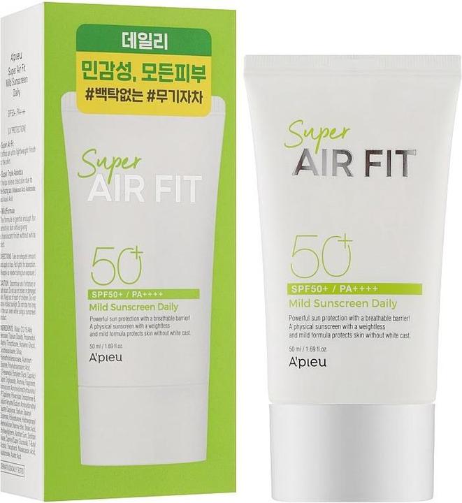 Immagine prodotto A'Pieu Apieu Super Air Fit Protezione solare delicata quotidiana SPF50 PA 50ml (Crema solare, SPF 50+, 50 ml)