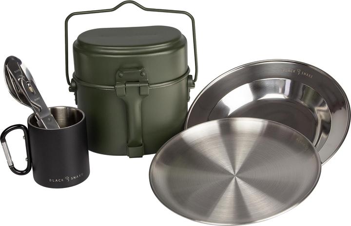 Black Snake Ensemble d'ustensiles de cuisine avec assiette, couverts et tasse