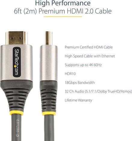 Image du produit StarTech HDMMV2M Câble HDMI HDMI type A (standard) (2 m, HDMI)