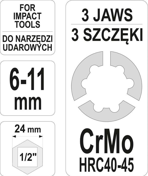 Produktbild Yato Profi Stehbolzenausdreher 6-11mm | Antrieb: 1/2" oder HEX | YT-06256