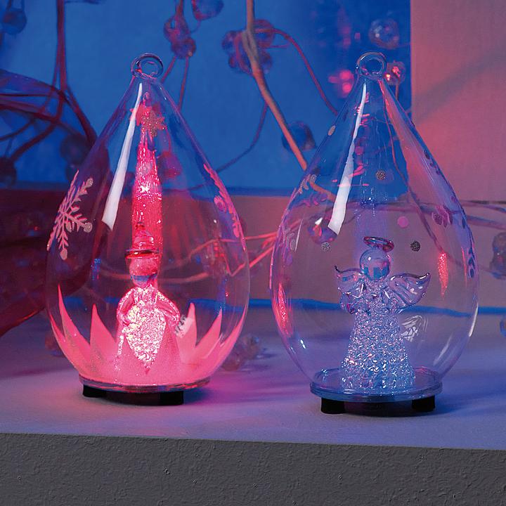 Produktbild Lunartec Mundgeblasene LED-Glas-Ornamente in Tropfenform, 2er-Set (2 -teilig)