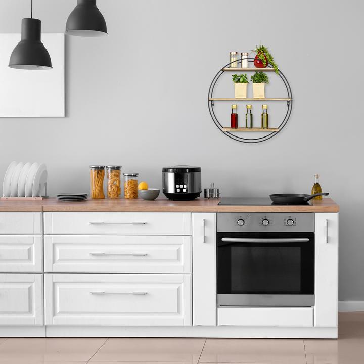 Actual product image Relaxdays Round Floating Shelf, Black (50 x 18.5 x 50 cm)