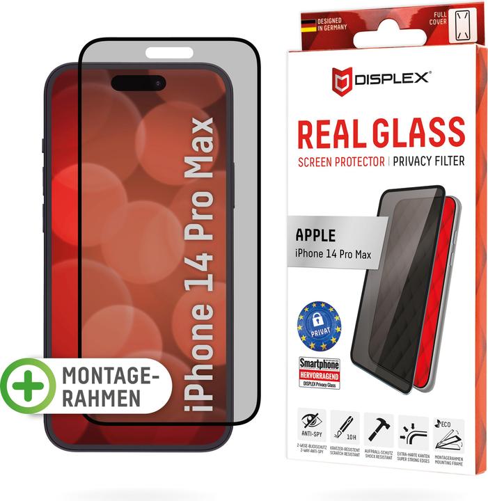 Image du produit Displex Real Glass, Privacy Full Cover Panzerglas (1 pièce(s), Apple iPhone 14 Pro Max)