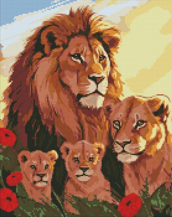Actual product image Ideyka Diamond Painting - Lion family with frame
