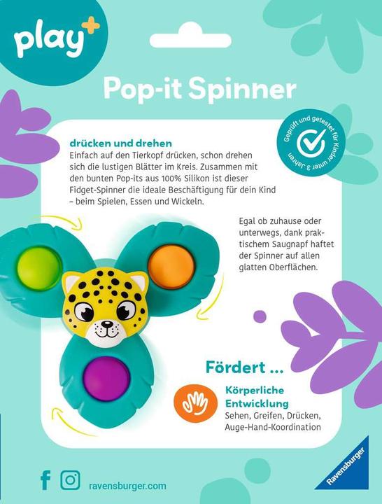 Produktbild Ravensburger 4868 play+ Pop-it Spinner: Leopard, Saugnapf-Spielzeug, Silikon-Spielzeug