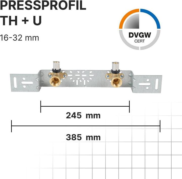 Actual product image Sanpro THPRESS Pressfitting single wall disc + mounting plate angled, size 20x2, dimension 73 - 153 m (Press connection)
