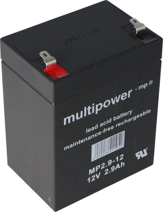 Immagine prodotto Multipower Batteria MP2.9-12 Batteria al piombo, connettori Faston da 4,8mm (12 V, 2.90 Ah)