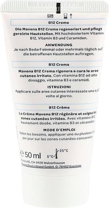 Nährwerte und Zutaten Mavena Vitamin B12 (Körpercreme, 50 ml)