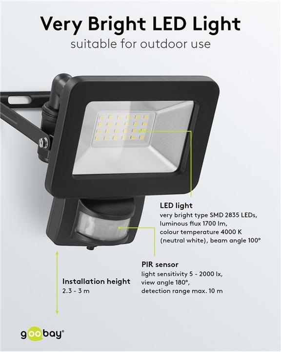 Immagine prodotto Goobay Faretto da esterno a LED (1706 lm, IP44)