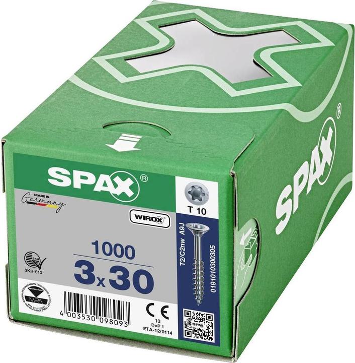 Produktbild Spax Universalschraube, T-STAR plus, Senkkopf, Wirox, Teilgewinde, 3,0 x 30 mm (1000 Schrauben pro Stück)