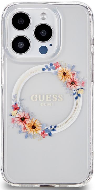 Immagine prodotto Guess GUHMP15XHFWFCT Custodia rigida trasparente per iPhone 15 Pro Max 6,7" IML Flowers Wreatch MagSafe (Apple iPhone 15 Pro Max)