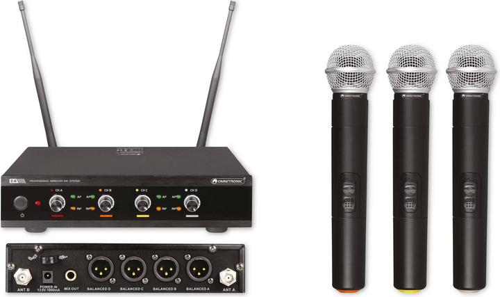 Actual product image Omnitronic UHF-E4 Radio Microphone System 518.7/520.9/523.1/525.3MHz