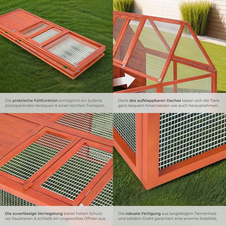 Actual product image tectake Rabbit Run Murphy - wooden, with covered section, roof opening, 159 x 109 x 55 cm