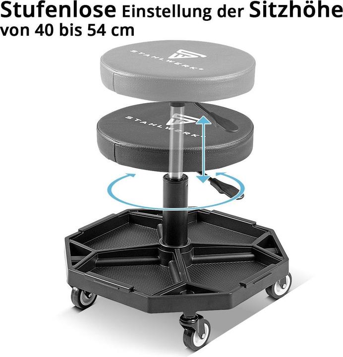 Actual product image Stahlwerk Workshop stool WRH-136 ST loadable up to 136 kg height-adjustable (136 kg)