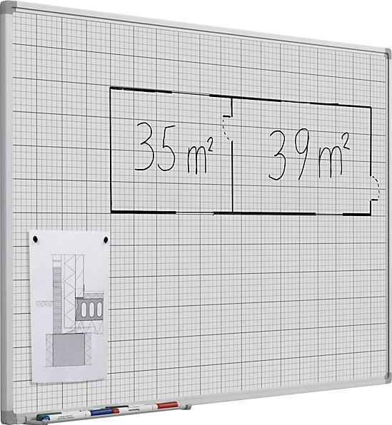 Immagine prodotto eurokraft basic Lavagna a quadretti, verniciata in bianco, largh. x alt. 900 x 600 mm, passo 10 (900 x 600 mm)