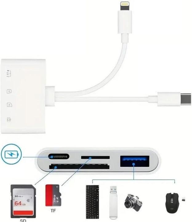 Image du produit PowerGuard 4-in-1 USB-C & Lightning Photo Camera Cardreader USB 3.0 OTG Adapter (USB Type C, Lightning)