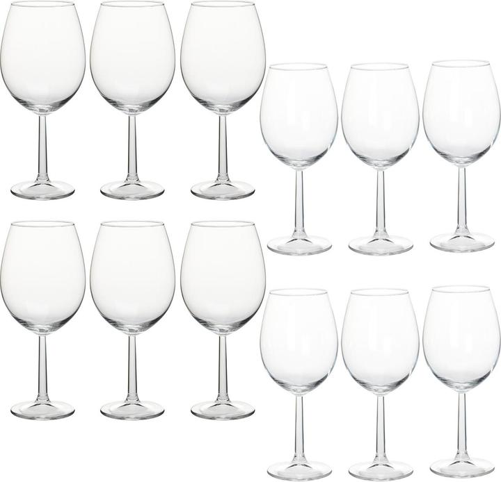 Immagine prodotto Casativo Set di 12 bicchieri da vino in vetro, design classico (12 Occhiali, Bicchieri da vino bianco, Bicchieri da vino rosso)