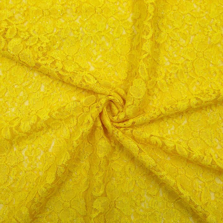 Immagine prodotto Stoffrestposten Tessuto in pizzo glitterato - Giallo - Quantità minima: 1 metro