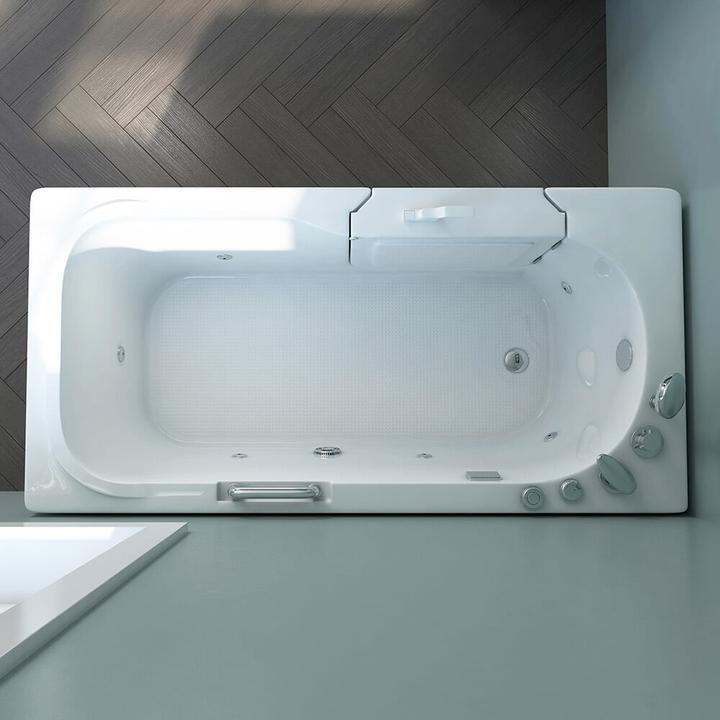 Immagine prodotto Home Deluxe Vasca da bagno per anziani con getti massaggianti porta e maniglia AUTARK M (sinistra) - 153x76x64cm (76 cm, 153 cm)