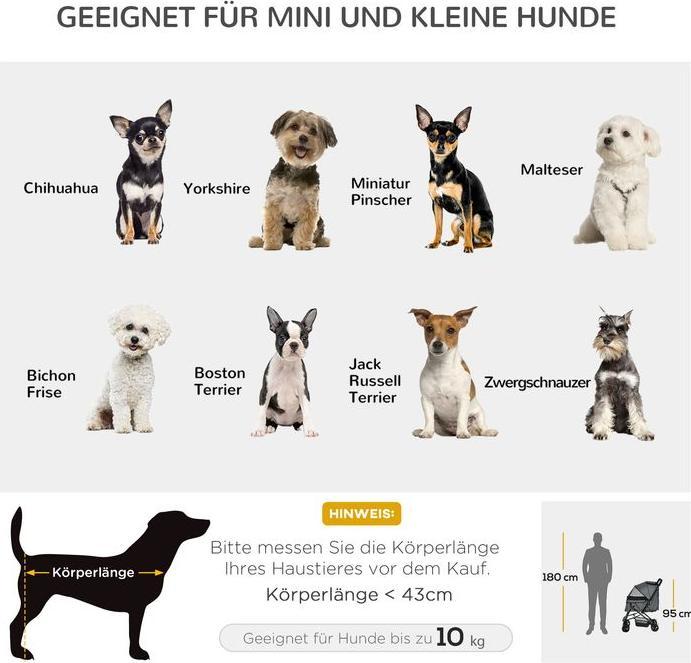 Image du produit Swisshandel24 Poussette pour chien poussette pour chien poussette pour petits chiens et chats poussette pour (Chien, Pliable)