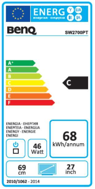 Label énergétique BenQ Sw2700pt (2560 x 1440 pixels, 27")