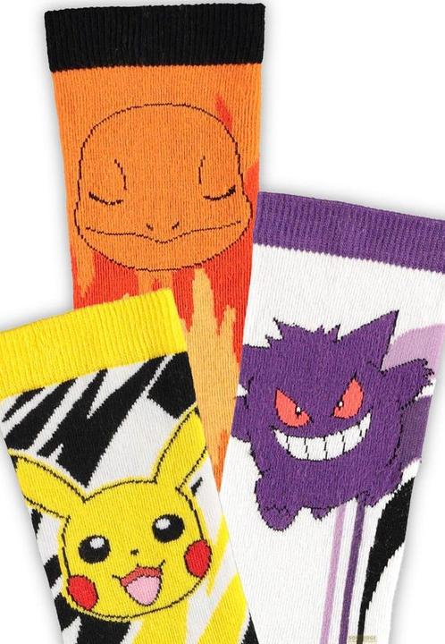 Image du produit Difuzed Lot de 3 chaussettes Pokémon Pikachu, Charmander, Gengar 43-46 (Lot de 3, 43 - 46)