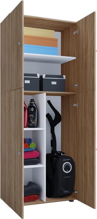 Image du produit VCM Armoire à balais en bois Lona avec portes battantes (70 x 37 cm)