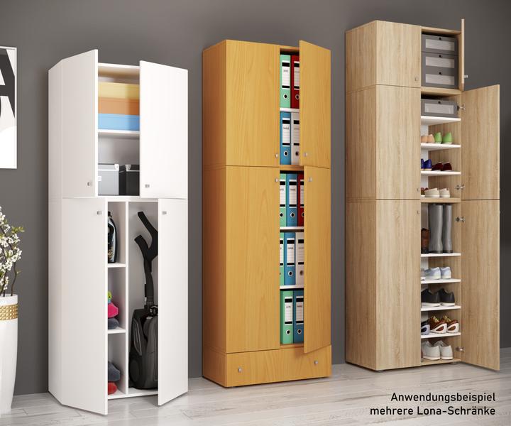 Actual product image VCM Holz Besen Putzschrank Lona mit Drehtüren Schublade Aufsatz (70 x 39 cm)