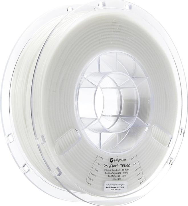 Actual product image Polymaker PolyFlex TPU90 V2 - White - 1.75mm (TPU, 1.75 mm, 750 g, White)