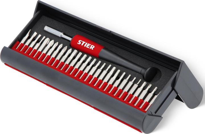Produktbild Stier Feinmechaniker-Schraubendrehersatz 29-teilig (Schlitz, Innensechskant, 5-Stern, Pin-torx, Pozidriv-Kreuzschlitz (PZ))